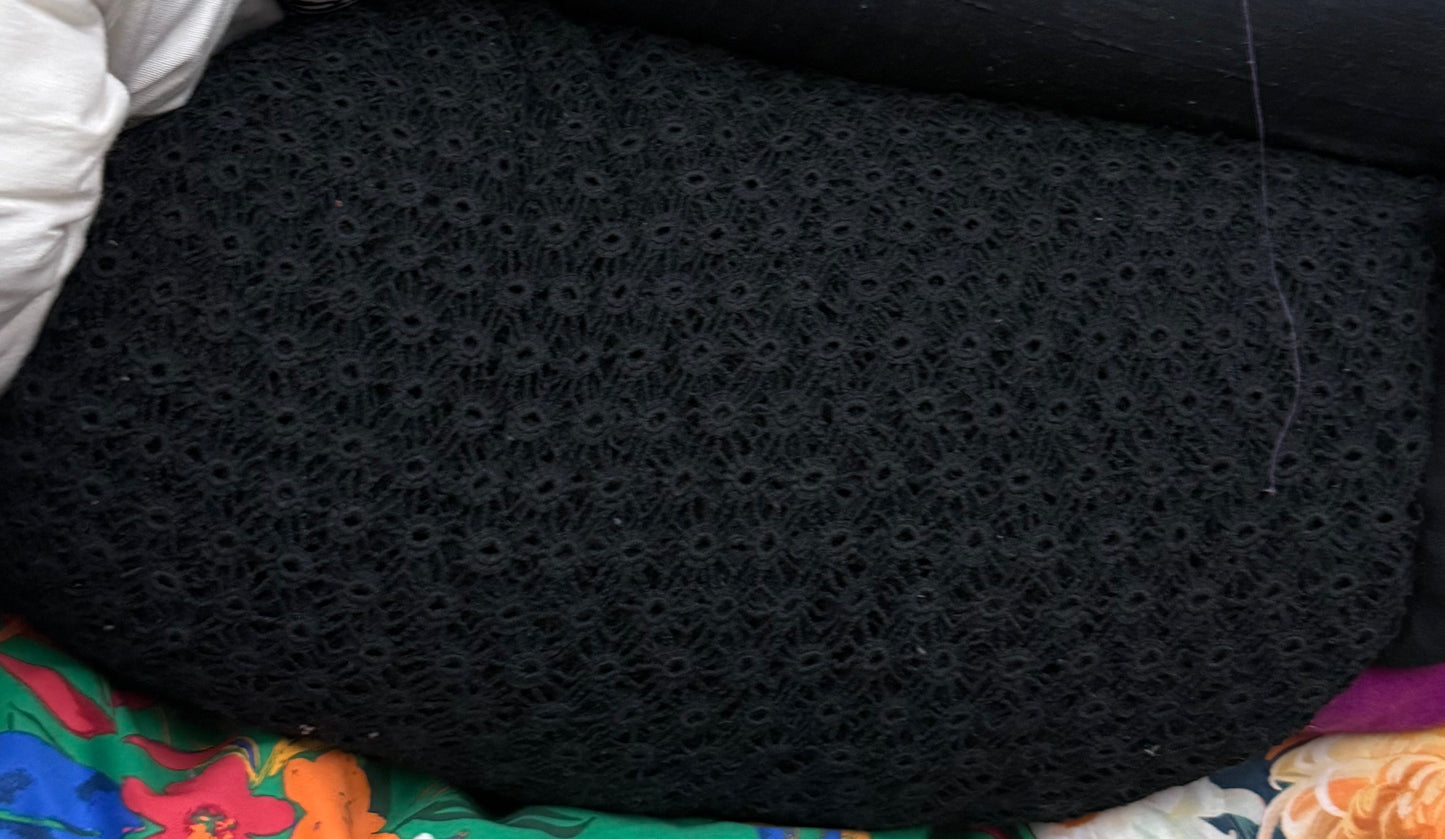 Buy Black Mesh Circle Crochet Fabric