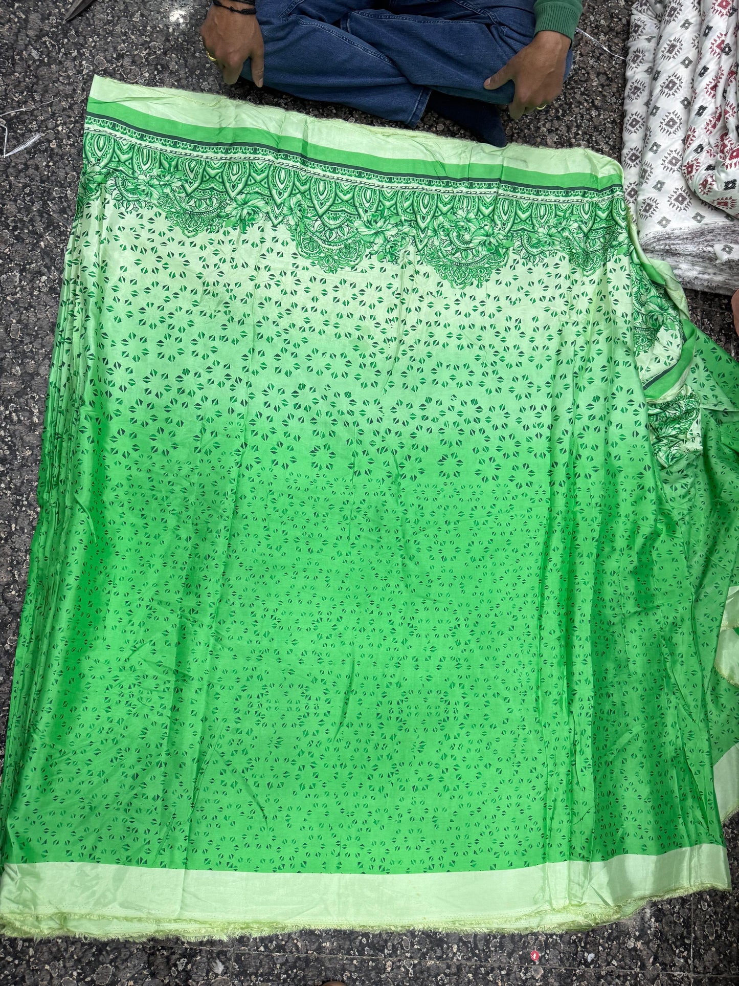 Buy Viscose Green Ombre Printed Fabric - MAF