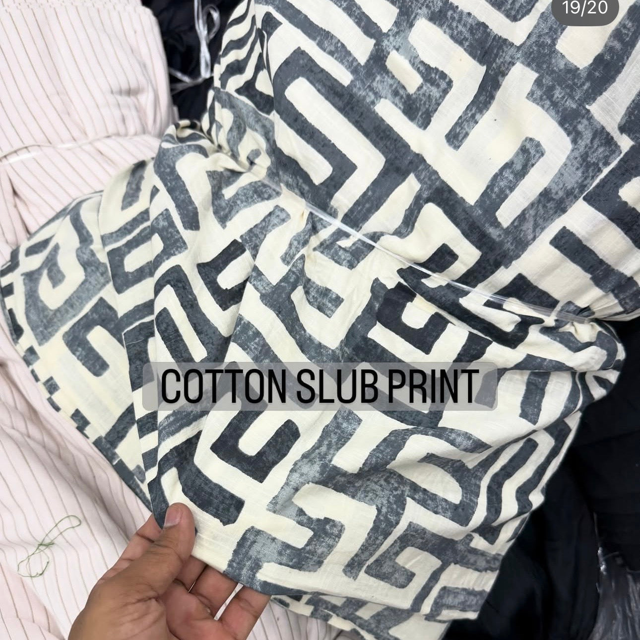 Buy Fine Mul Cotton Slub Abstract Cube Print Fabric