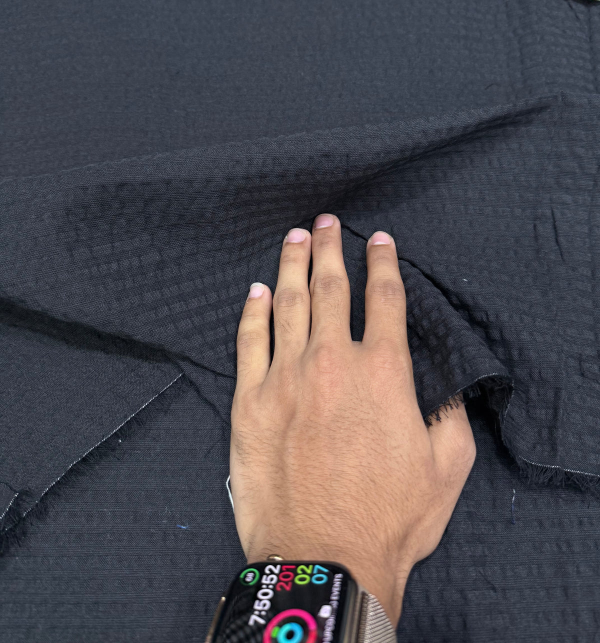 Buy Premium Seersucker Solid Black Fabric