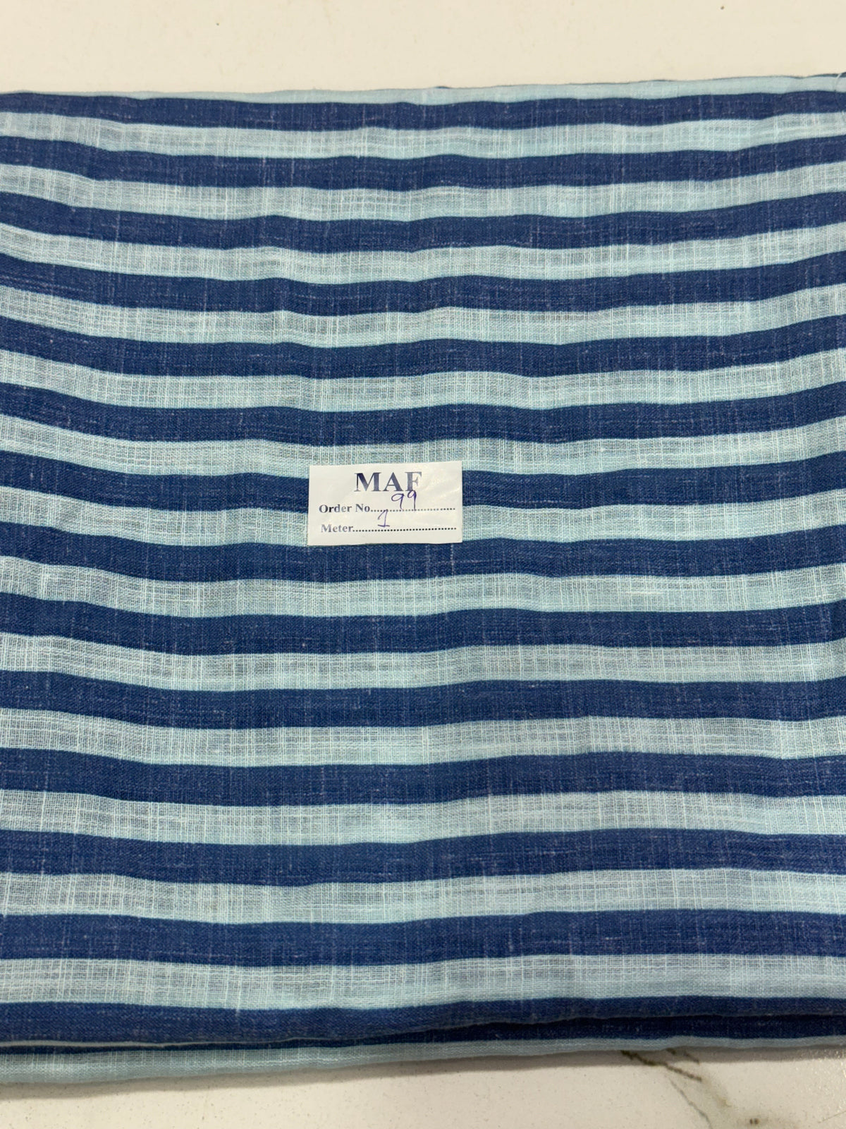 Buy Cutpiece Cotton Linen Soft Blue Stripe 1 Meter