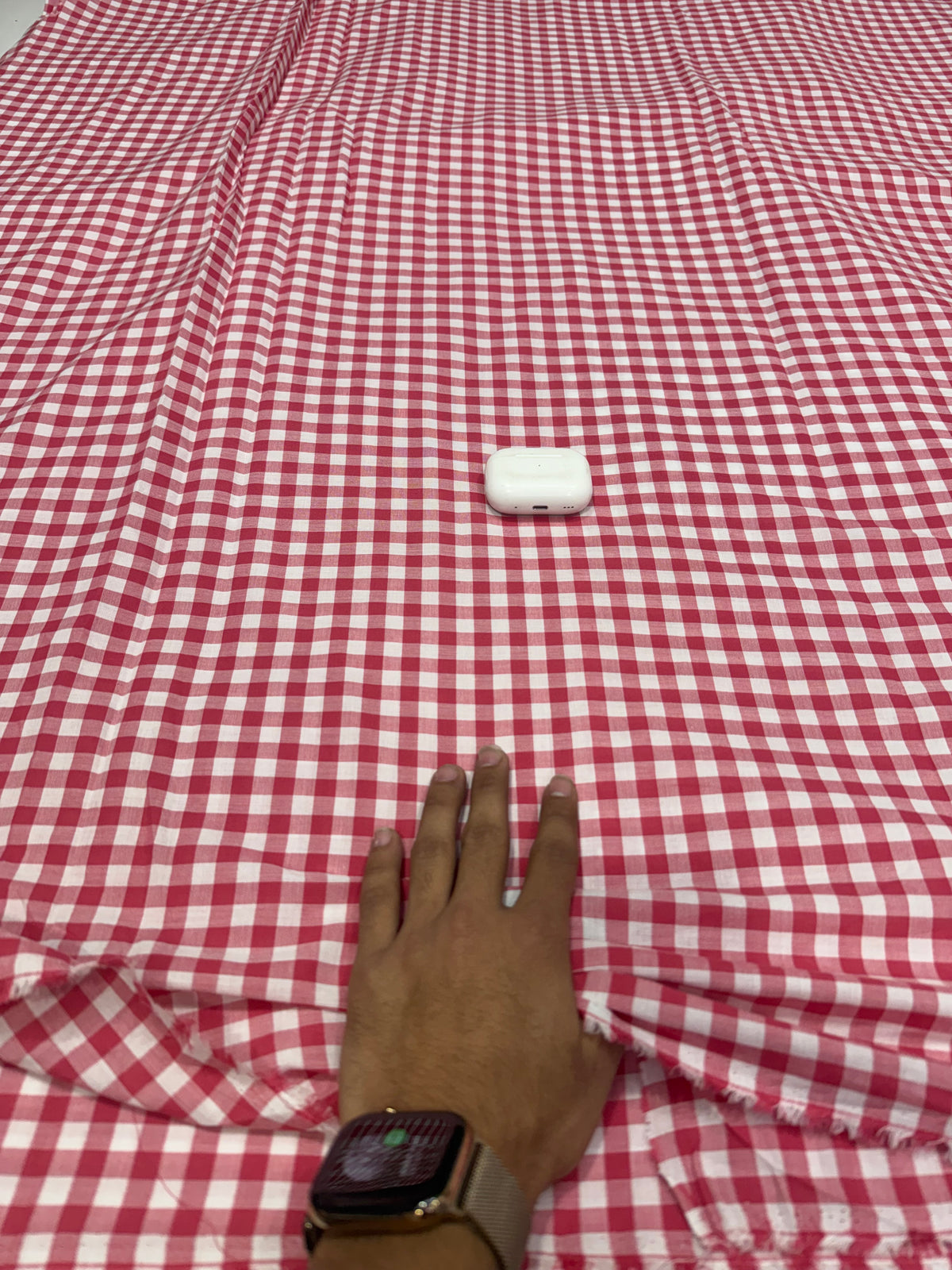 Buy Premium Cotton Yarn-Dyed Red Cherry Gingham check fabric