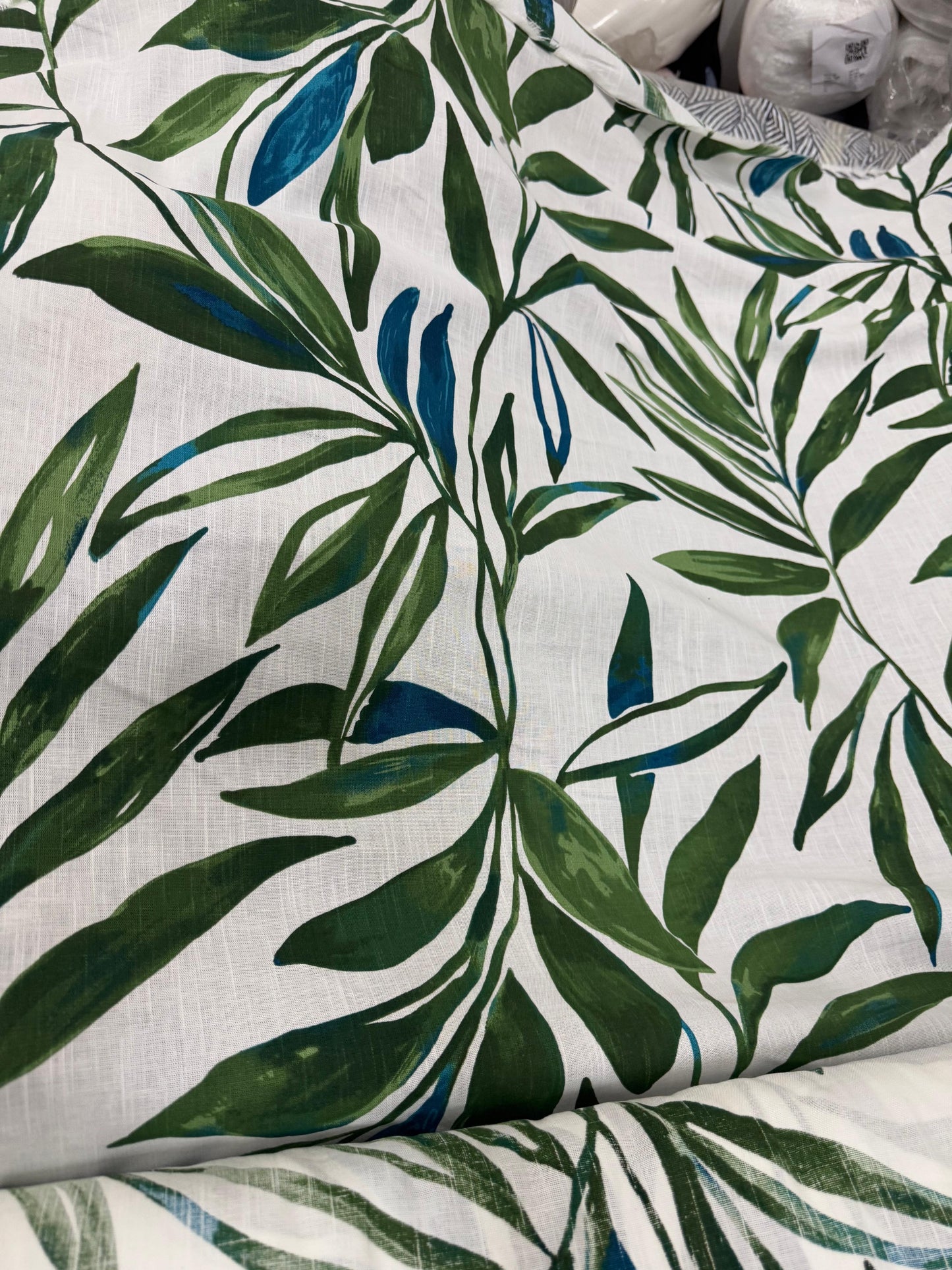 Buy Cotton Linen Summer Green Leaf Printed Fabric - MAF