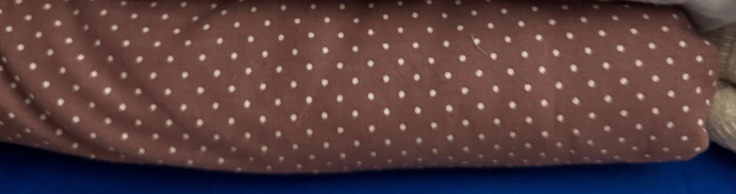 Buy Mul Cotton Polki Dot Peachy Brown Base Printed Fabric