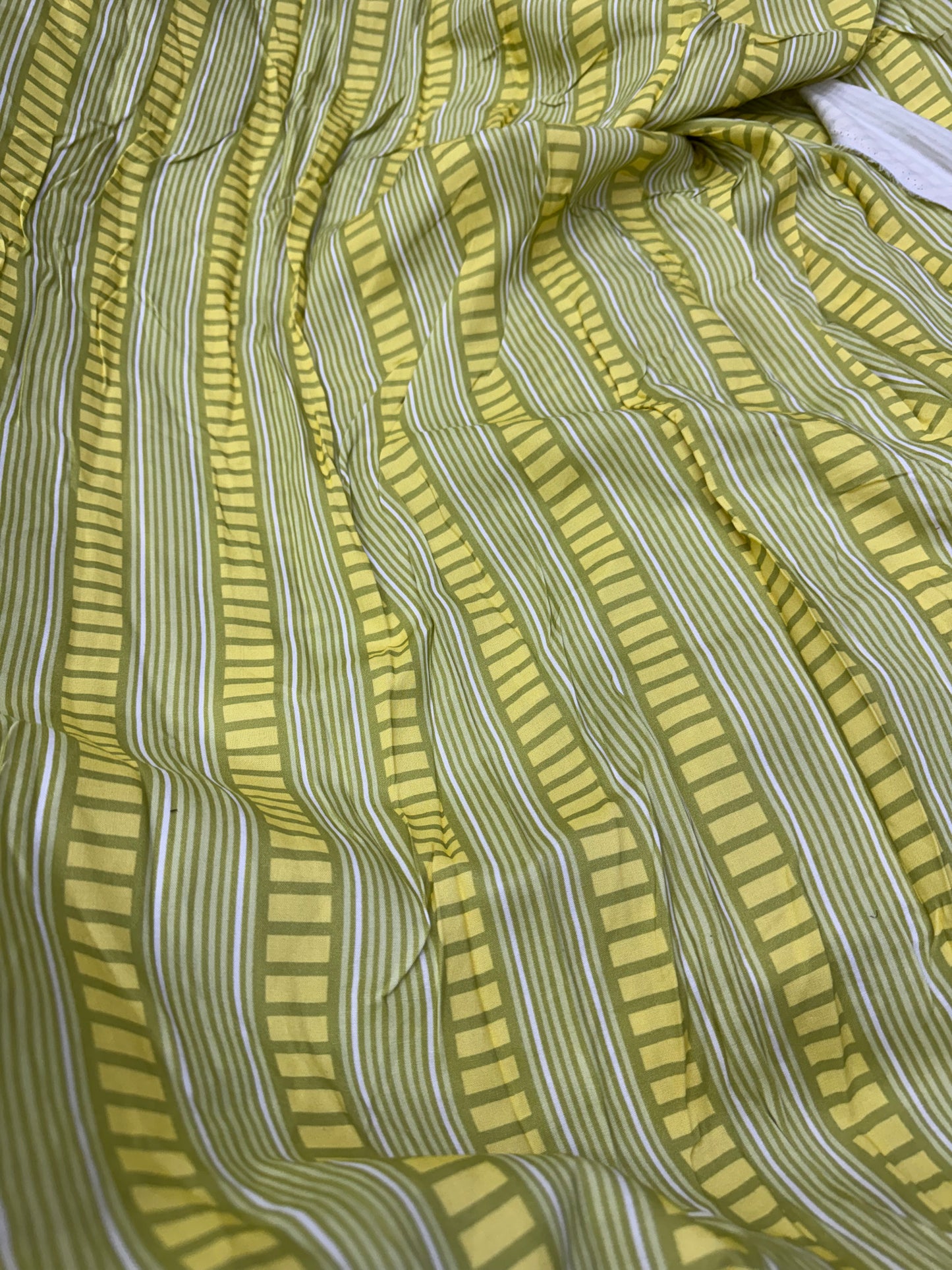 Buy Mul Cotton Yellow Green Summer Unique Printed Fabric