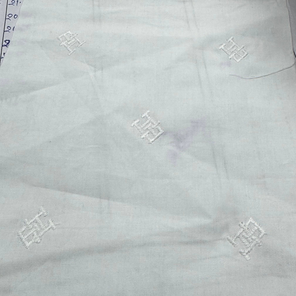 Buy Bleach White Poplin Logo Embroidery Formal Fabric