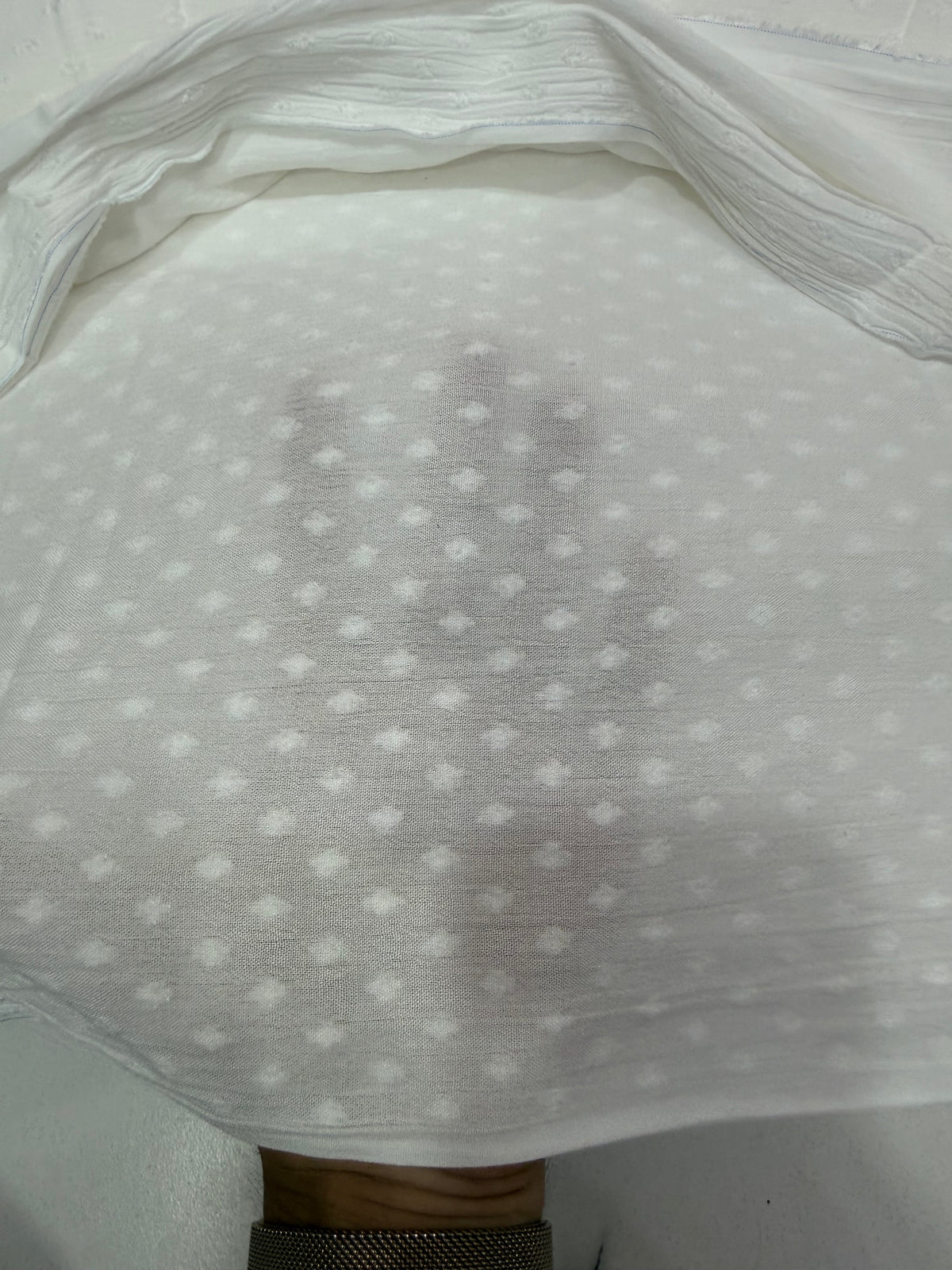 Buy Premium Cotton Dobby Silver Dot Fabric