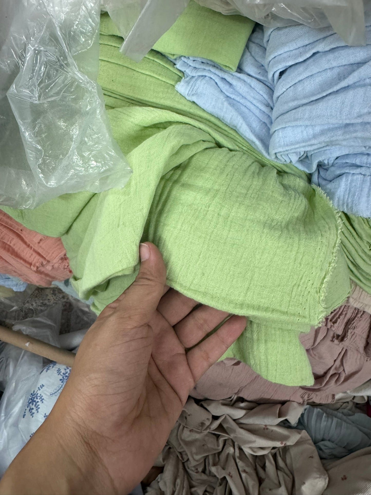 Buy Soft Cotton Double Cloth Solid Sweet Green Fabric