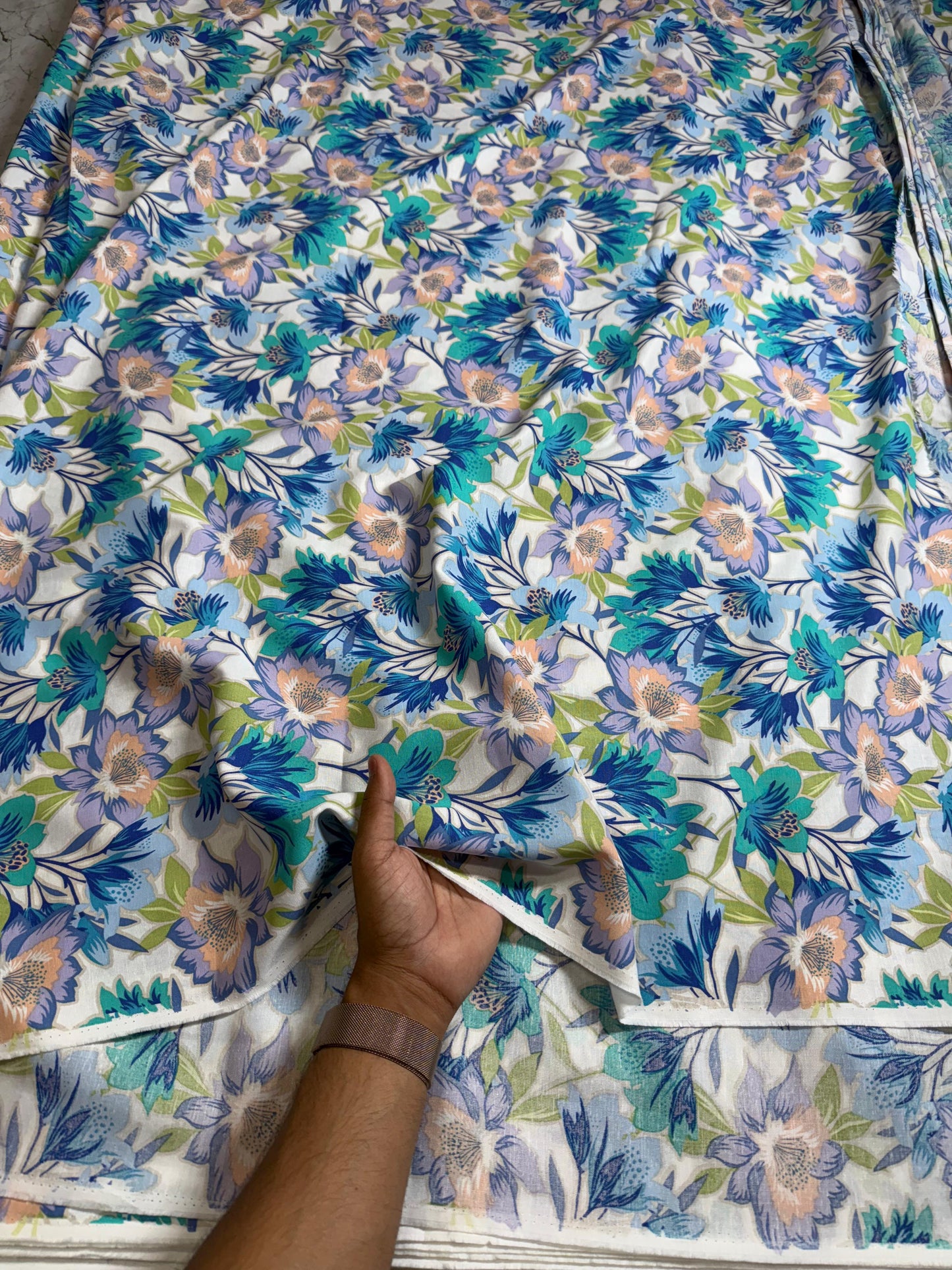 Buy Cotton Linen Watercolour Floral Printed Fabric - MAF