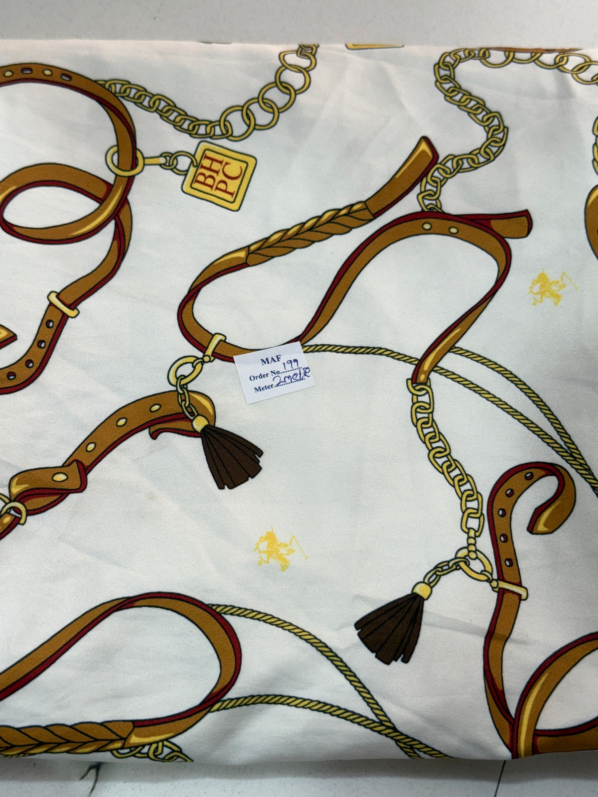 Buy Cutpiece poly White Satin Printed 2 Meter
