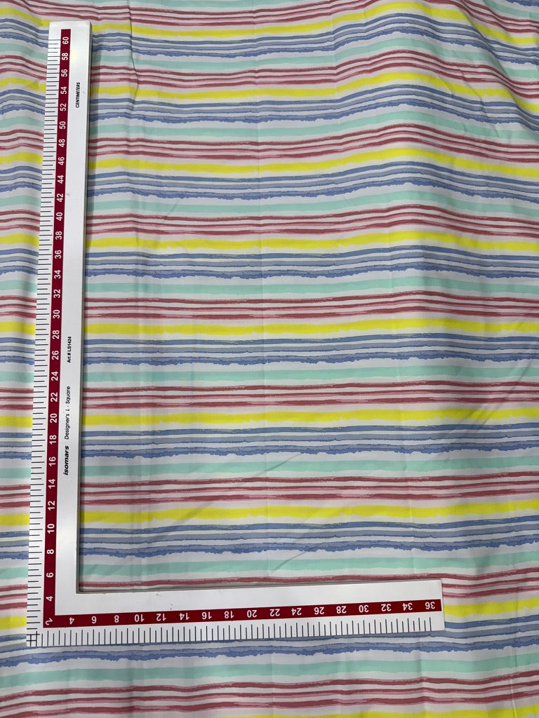 Buy Cotton Poplin Watercolour Spread Colourful Stripes Fabric