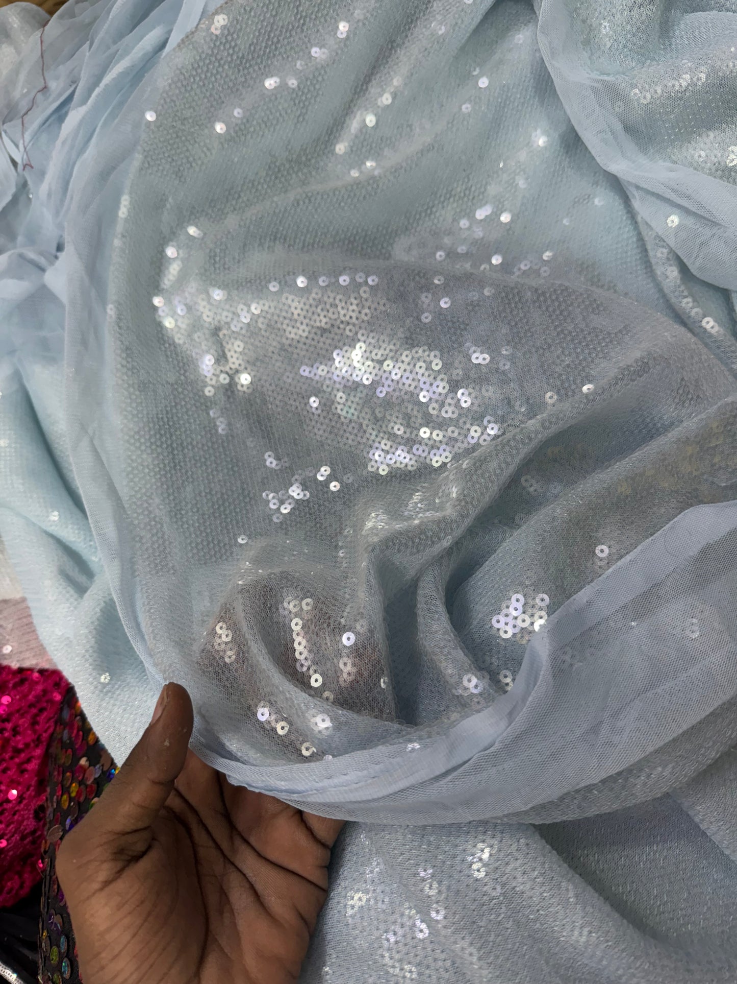 Buy Sequins Powder Blue Fabric