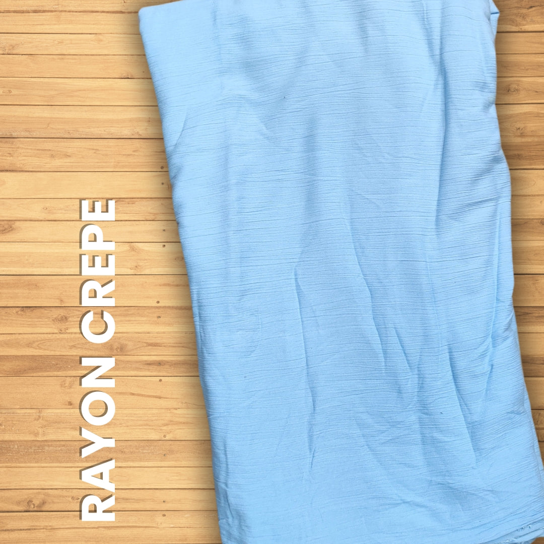 Buy Rayon Crepe Baby Blue Solid Fabric - MAF
