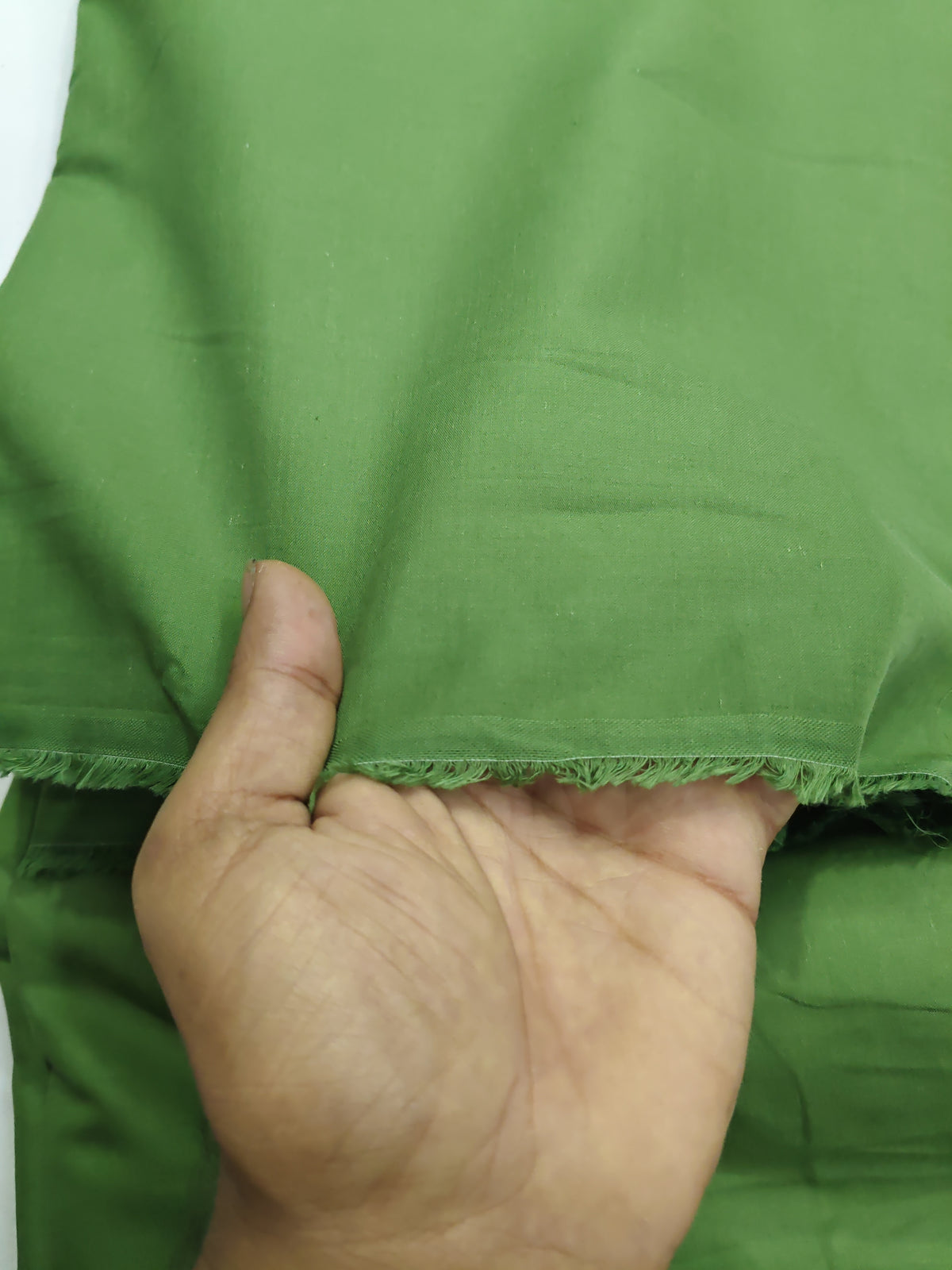Buy Mul Cotton Olive Green Fabric