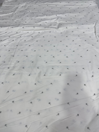 Buy Poplin White Palm Tree Printed Fabric
