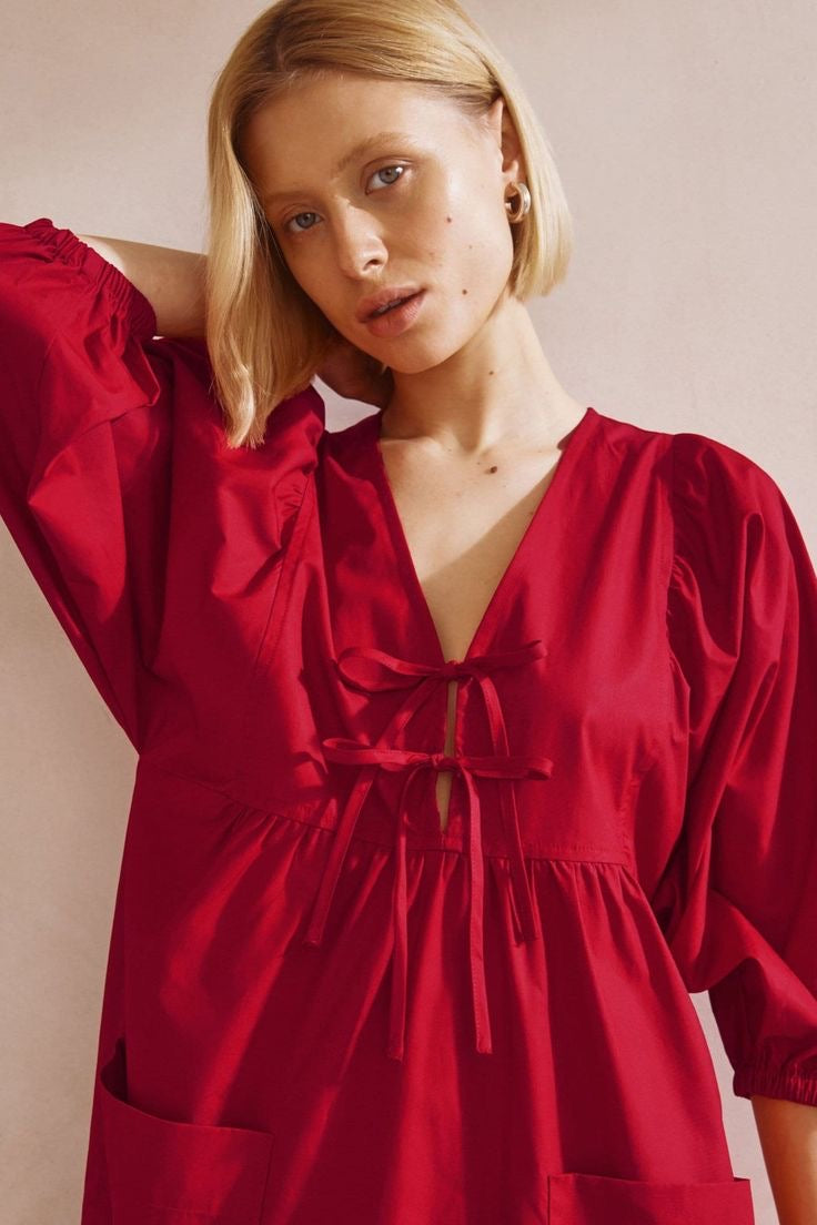 Buy Red Pure Cotton Poplin Fabric - MAF 