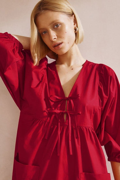 Buy Red Pure Cotton Poplin Fabric - MAF 
