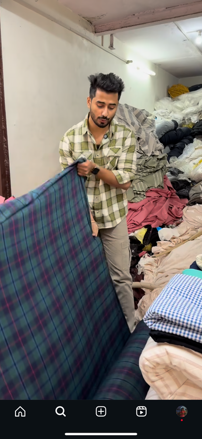 Buy Arvind Mill Cotton Twill Check Fabric - MAF