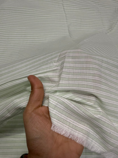 Buy Cotton Viscose Pastel Green Formal Stripe Fabric