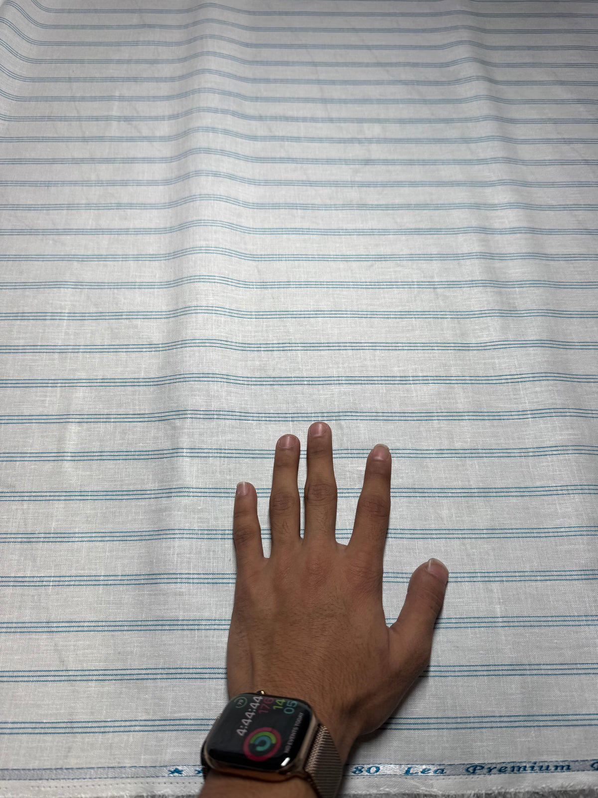 Buy 80 Lea Pure Linen Blue Stripe Shirting Fabric