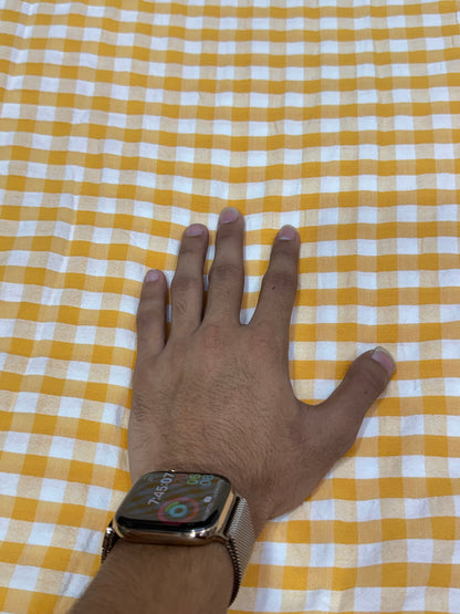 Buy Premium Cotton Seersucker Mustard Gingham Checks Fabric