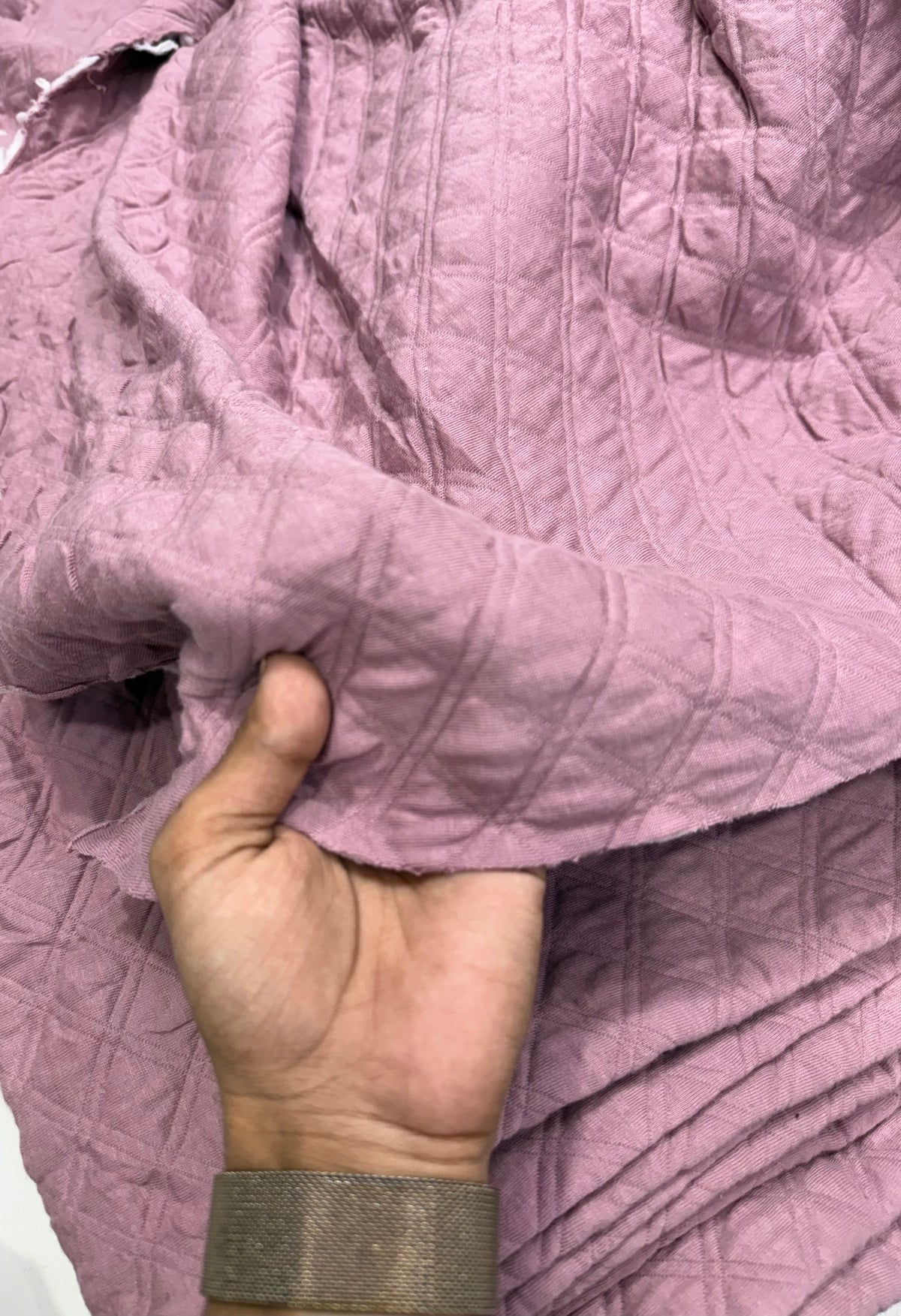 Buy Premium Quilted Jacket Mauve Diamond Pattern Fabric