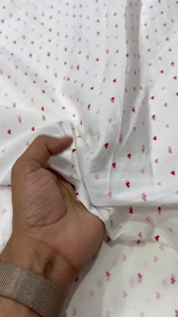 Buy Cotton Poplin White Base Tiny Dual Heart Fabric