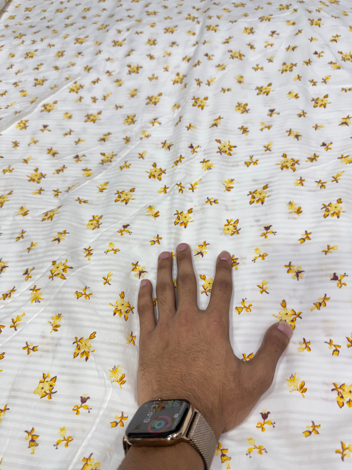 Buy Premium Seersucker Yellow Floral Stripe Fabric