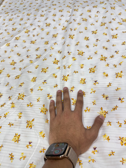 Buy Premium Seersucker Yellow Floral Stripe Fabric