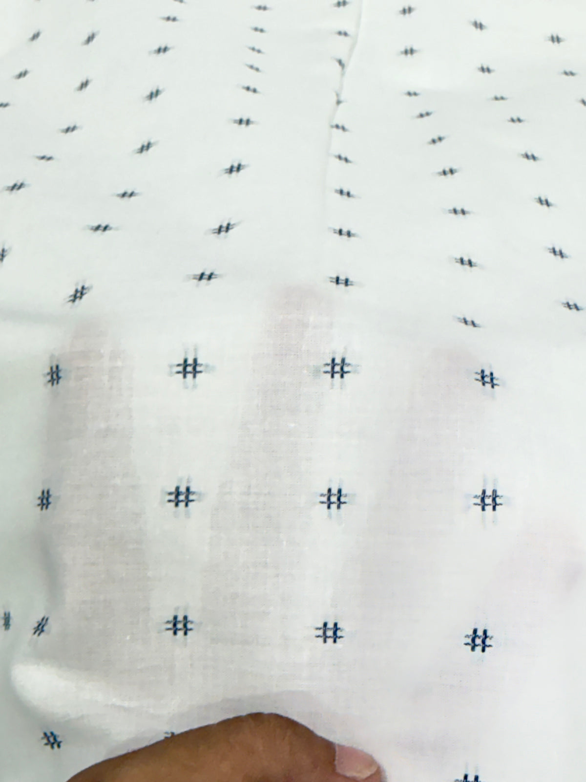 Buy Premium Cotton White Navy Dobby Dot Print Fabric