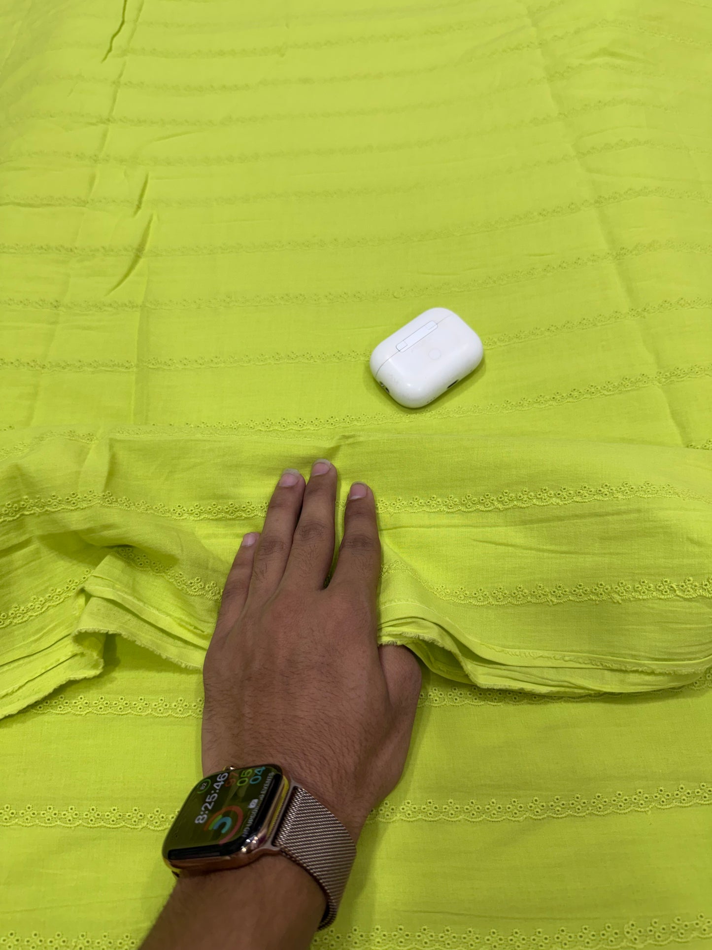 Buy Premium Cotton Cambric Schiffli Neon Scallop Fabric