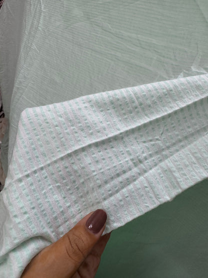 Buy Premium Cotton Seersucker Mint Green White Stripes Fabric (Copy)
