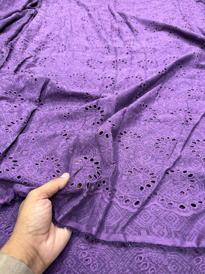 Buy Cotton Hakoba Purple Fan Border Jacquard Fabric