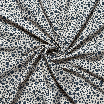 Buy Cotton Slub Retro Beige Flower Printed Fabric - MAF 