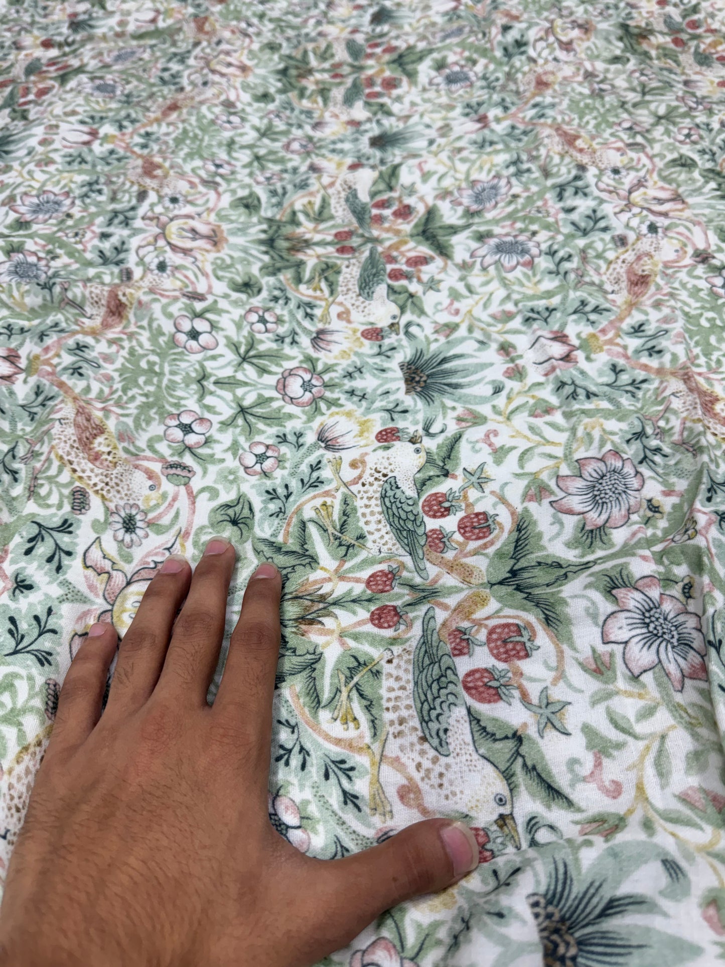 Buy Premium Cotton Double Cloth Woodland Bird Fabric