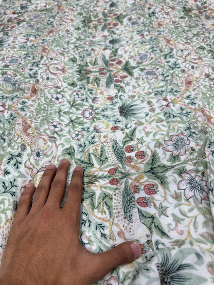 Buy Premium Cotton Double Cloth Woodland Bird Fabric