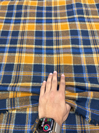 Buy Premium Cotton Twill Navy Blue Mustard Tartan Check Fabric
