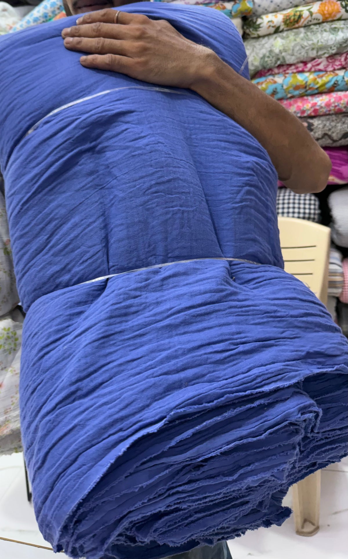 Buy Soft Cotton Double Cloth Solid Royal Blue Fabric