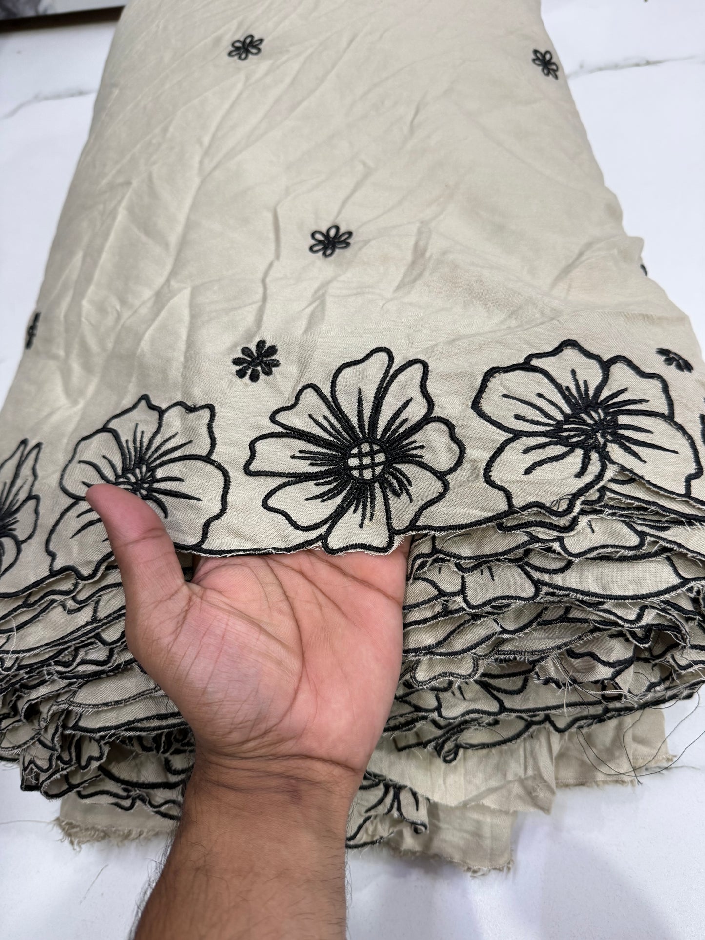Buy Viscose Mud Base Black Embroidery Fabric