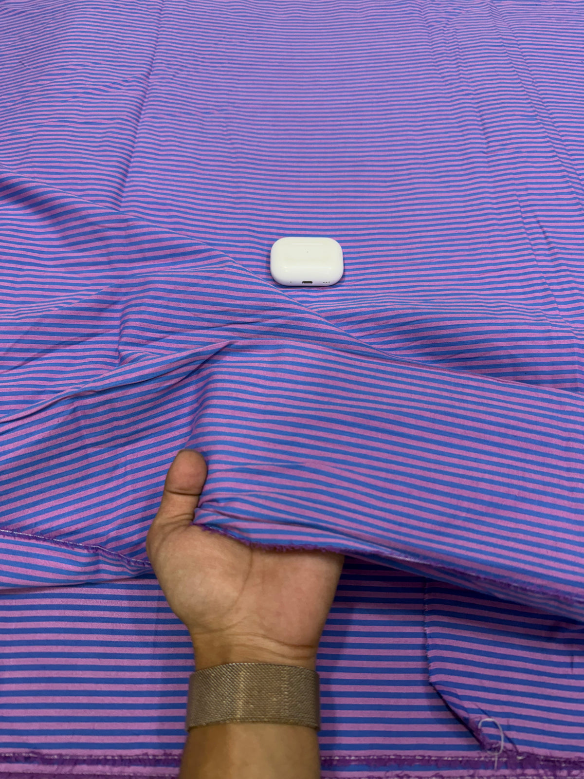 Buy Premium Cotton Yarn-Dyed Purple Blue Stripe Fabric