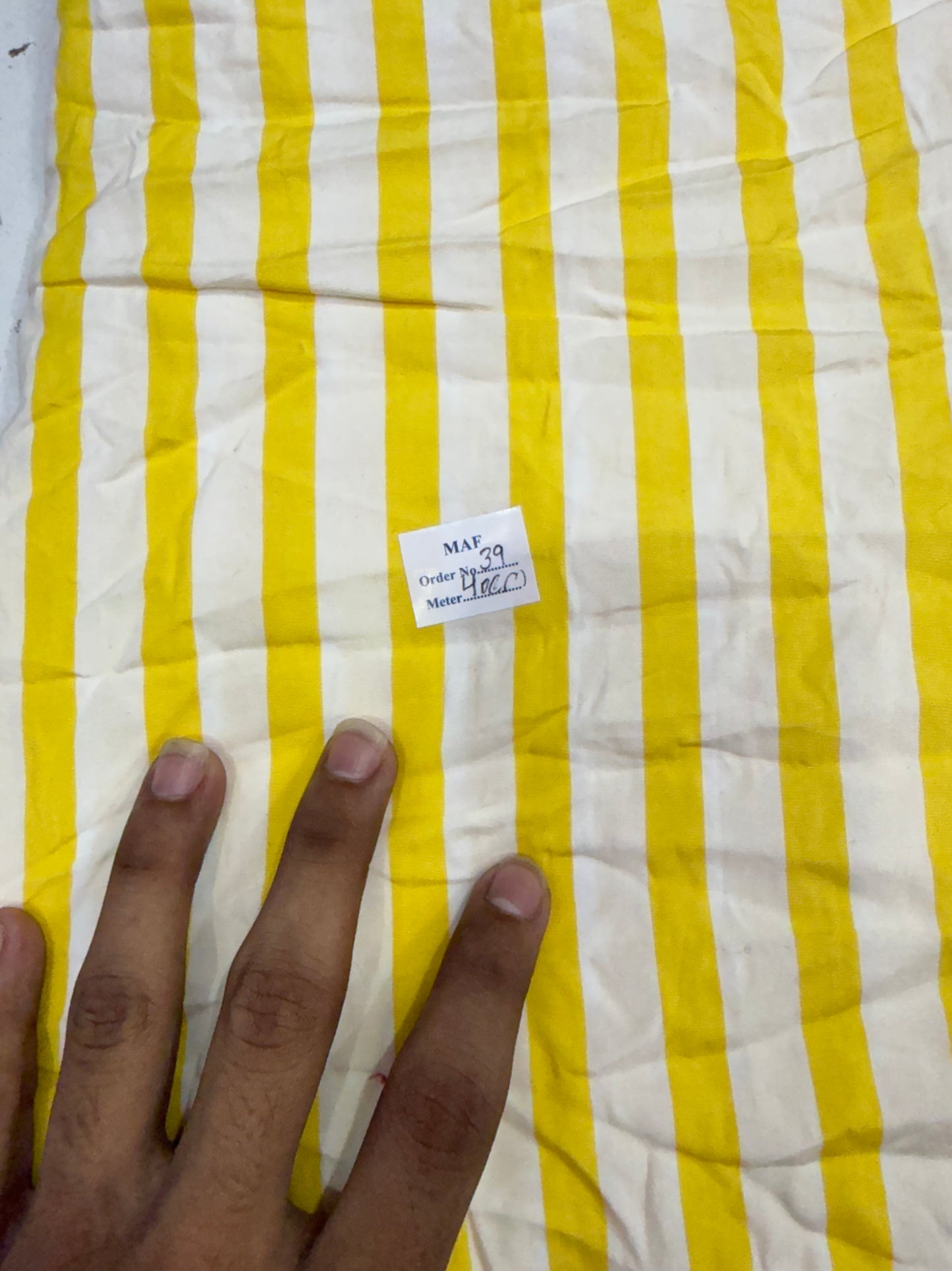 Buy Cutpiece Yellow white poplin stripe 40 Centimeter