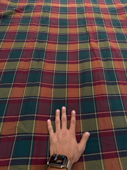 Buy Premium Cotton Twill Maroon Bottle Green Rust Tartan Check Fabric
