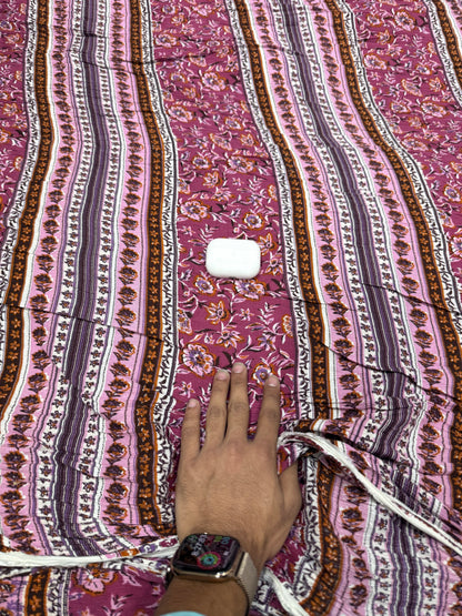 Buy Viscose Rayon Crepe Crinkle Maroon Pink Floral Stripe Print Fabric