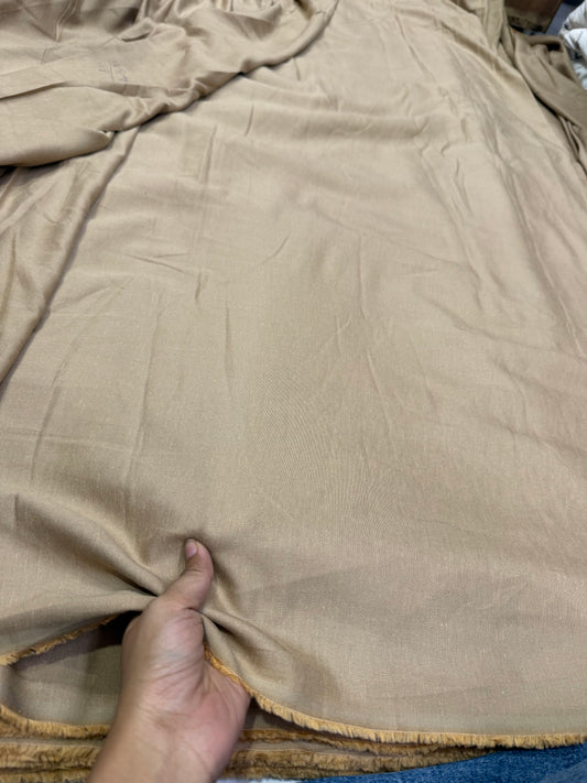 Buy Rare Pure Linen Camel Brown Solid Fabric