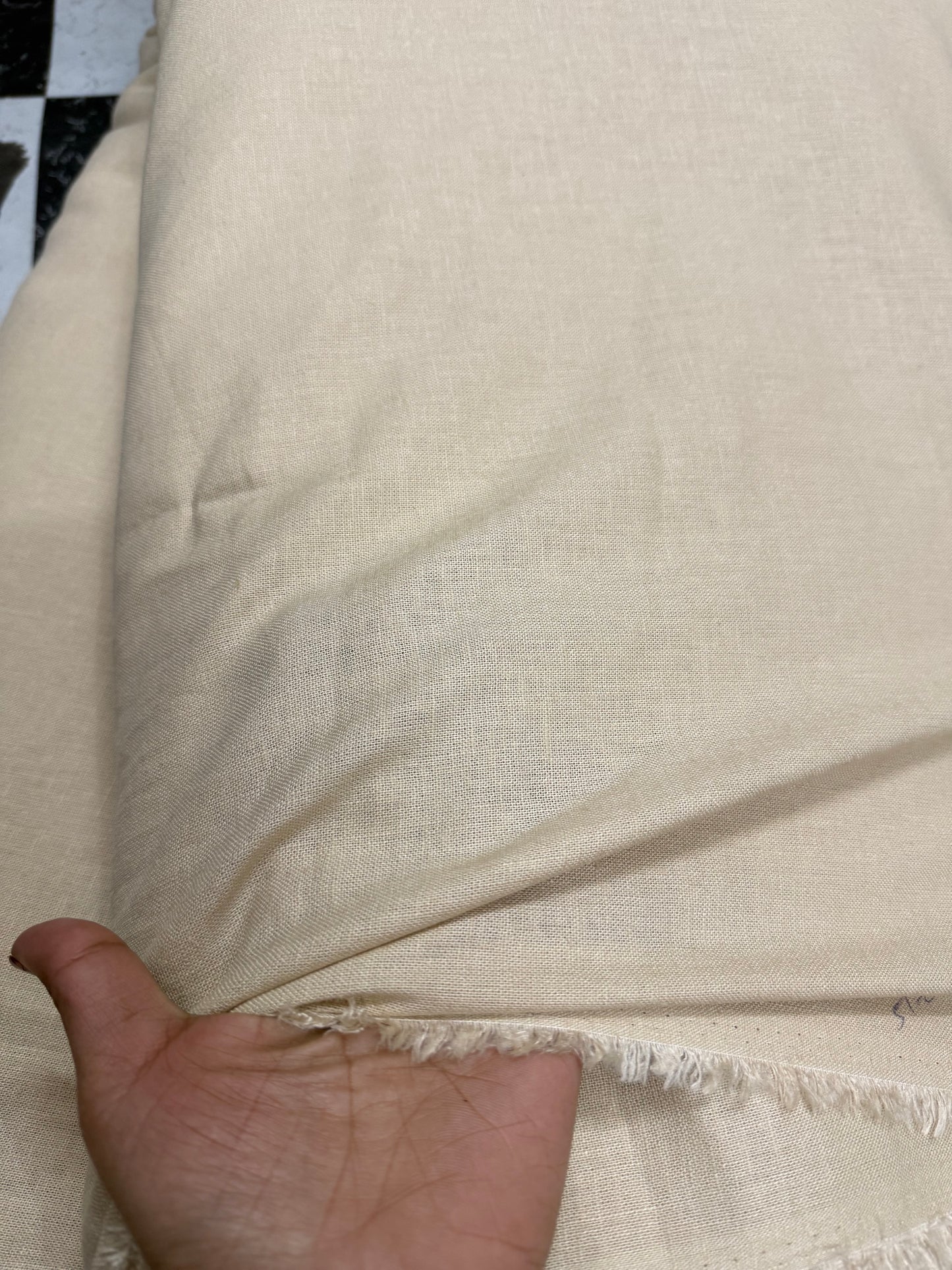 Buy Pure Linen Solid Khadi Beige Fabric