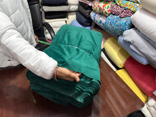 Buy Solid Bright Pakistani Green Cotton Velvet Fabric