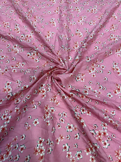 Buy Viscose Modal Pinky Pink Poppy Flower Printed Fabric