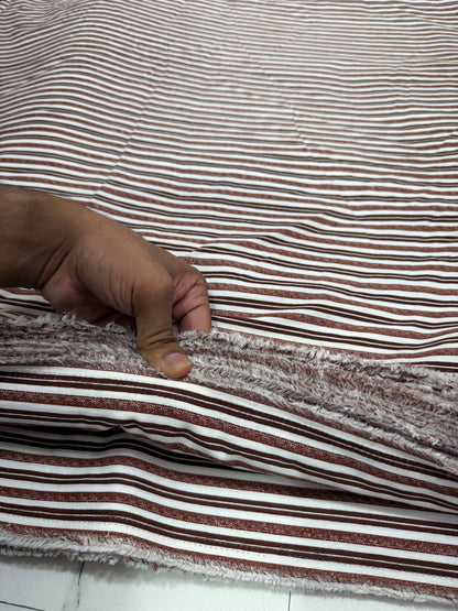 Buy 50s Poplin Brown Office Wear Stripe Fabric
