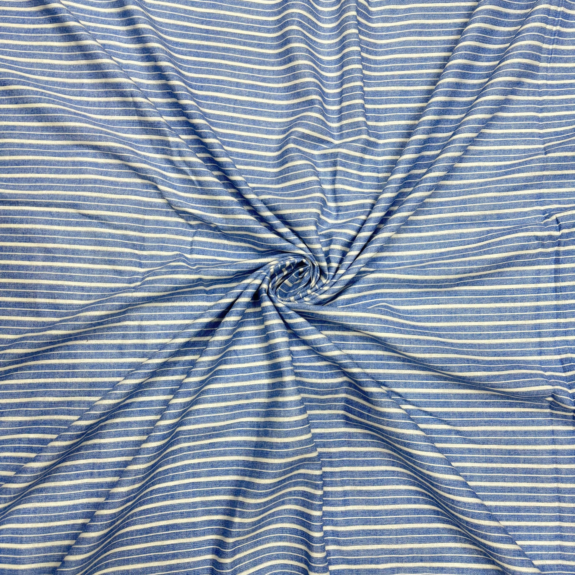 Buy Pure Linen Blue Formal Stripe Fabric - MAF 