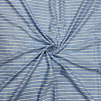 Buy Pure Linen Blue Formal Stripe Fabric - MAF 